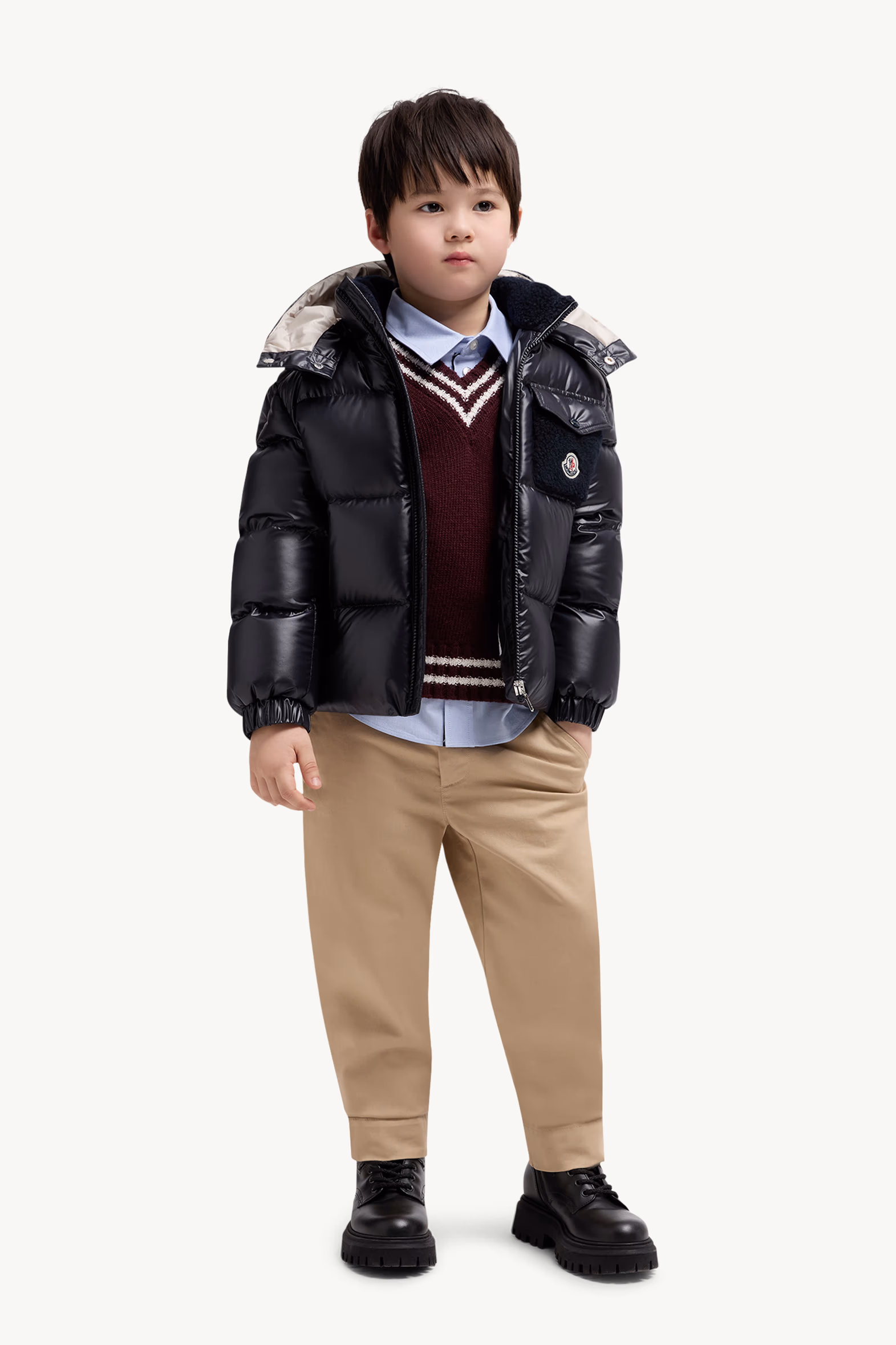 Yule Hooded Down Jacket Boy Night Blue Moncler 2